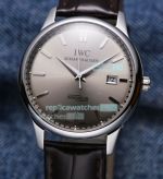 High Quality Replica IWC Schaffhausen Ingenieur Grey Dial Black Leather Strap Watch 40mm